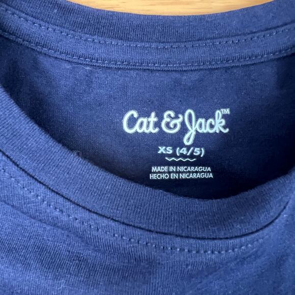 Cat & Jack Girls' Navy Blue Short Sleeve Star Graphic Printed T-Shirt - XS - NWT - Picture 2 of 5